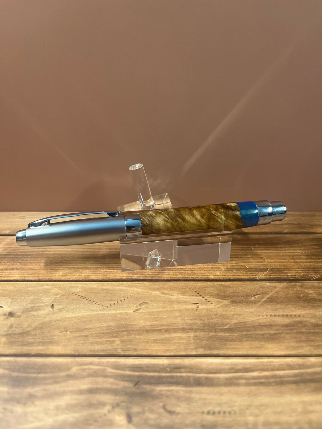 Hand-Turned Hybrid Epoxy-Burl Fountain Pen